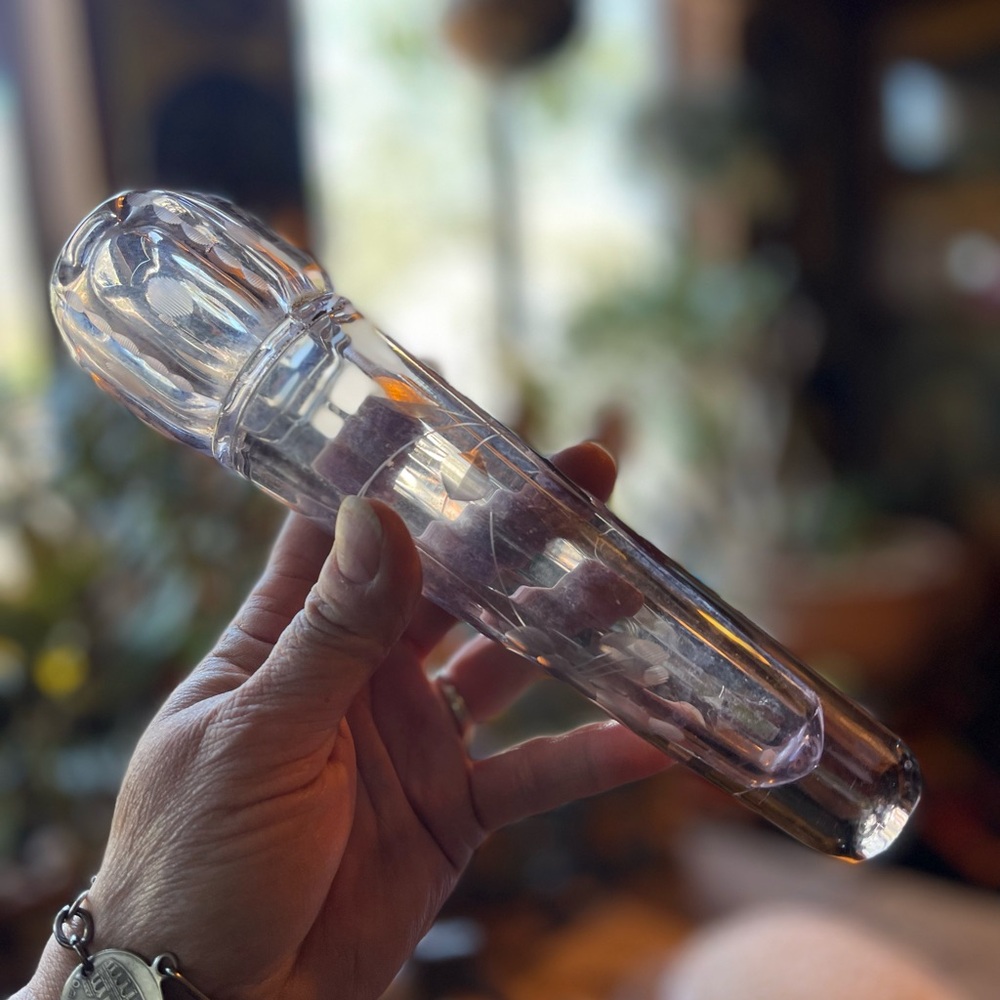 Antique Model A or T etched bud vase-free shipping